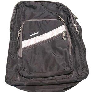 L.L. Bean Black Backpack With Multiple Compartments & Padded Straps 18.5" H X 13